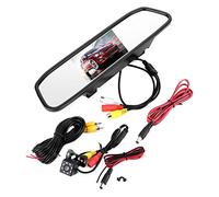BHDK Mirror Dash Cam, 4,3 Pollici TFT LCD Telecamera per specchietto retrovisore con Visione Notturna e grandangolo 170° e 2 canali di Ingresso, Telecamera di Backup Impermeabile per Auto e Camion