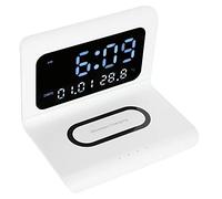 BHDK Orologio con caricabatterie wireless, scrivania elettronica con interfaccia di ricarica TYPE-C Sveglia calendario con display a LED per interni