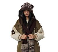 BHFYOB Sciarpa a maglia con cappuccio, morbida e spessa, da donna, per attività all'aperto, per sport invernali, ciclismo, sci