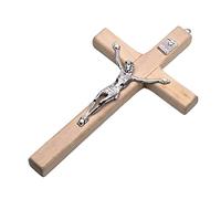 BHFZIAP Il crocifisso di legno figurine la statua di sofferenza cristiana durevole per il colore del legno del tempio della chiesa