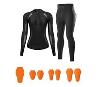 BHGRTSQ Completo Giacca e Pantaloni da Moto per Donna con Protezioni CE Rimovibili, Tuta Traspirante, Abbigliamento Antivento per Guida all'aperto in Primavera ed Estate(Size:XL,Color:Nero)