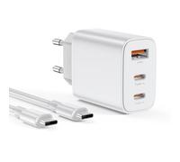 BHHB Caricatore USB C da 30 W, adattatore di rete a 3 porte, spina multipla con USBC, USB A, caricatore rapido con cavo USB-C da 2 m, compatibile con iPhone 17,16, 15, 14, 13, 12, 11 Plus Pro Max SE