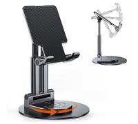 BHHB Supporto per cellulare regolabile da tavolo, con base girevole a 360 gradi, per smartphone, iPad Mini, Kindle e altro (nero)