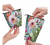 BHHJKK Astuccio con cactus e fiori tropicali luminosi, rose, cactus, acquerello, astuccio portamatite, astuccio per cosmetici, borsa da ufficio colorata, Come nella foto, Taglia unica, Astucci per