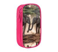 BHHJKK Astuccio con due elefanti che giocano stampato a doppio strato astuccio ad alta capacità astuccio organizer per ufficio, rosa, Taglia unica, Astucci per matite