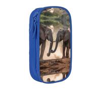 BHHJKK Astuccio con due elefanti che giocano stampato a doppio strato astuccio ad alta capacità astuccio organizer per ufficio, Blu, Taglia unica, Astucci per matite