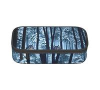 BHHJKK Astuccio con motivo lupo con cerniera, astuccio per matite da disegno, organizer vuoto, bella scatola portatile di grande capacità per ufficio, Lupi nella neve, Taglia unica, Astucci per matite