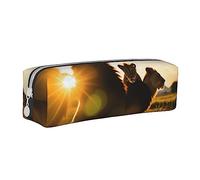 BHHJKK Astuccio con vari motivi stampati di condimenti in pelle PU carino piccolo astuccio per matite con cerniera, Il leone al tramonto, Taglia unica, Astucci per matite