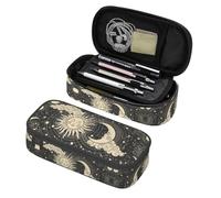 BHHJKK Astuccio grande con astrologia luna e sole, astuccio con scomparti con cerniera, astuccio per cancelleria per bambini, adolescenti, studenti, materiale scolastico, Astrologia Luna e Sole,