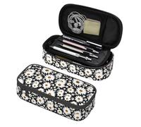 BHHJKK Astuccio grande con astrologia luna e sole, astuccio con scomparti con cerniera, astuccio per cancelleria per bambini, adolescenti, studenti, materiale scolastico, Girasole Bianco e Nero,