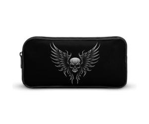 BHHJKK Astuccio grande con teschio con ali e cerniera, per donne e uomini, Come nella foto, Taglia unica, Astucci per matite