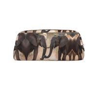 BHHJKK Astuccio in pelle con cerniera ad alta capacità, con due elefanti che giocano con stampa, organizer per ufficio, Oro, Taglia unica, Astucci per matite