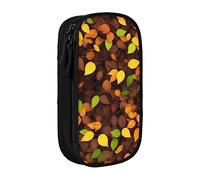 BHHJKK Astuccio per matite con cerniera, con stampa a fuoco, organizer vuoto con 3 scomparti, portatile, multifunzionale, bella e di grande capacità, per ufficio, Foglie morte sul terreno, Taglia