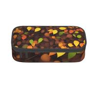 BHHJKK Astuccio per matite con motivo a testa di aquila, con cerniera, organizer vuoto, bella grande capacità, portatile, per ufficio, Foglie morte sul terreno, Taglia unica, Astucci per matite