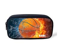 BHHJKK Astuccio per matite con motivo lupo, astuccio per ragazzi, piccolo astuccio estetico, astuccio per matite alla moda, per ragazzi e trucchi, Aggiungi il tuo nome sul basket, Taglia unica,
