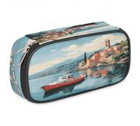 BHHJKK Astuccio per matite con nave marina per ragazze e ragazzi, astuccio per matite per bambini e adolescenti, con cerniera, in pelle PU, organizer per matite scolastiche, Come nella foto, Taglia