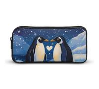 BHHJKK Astuccio per matite con pinguini, cuore e fiocchi di neve, divertente astuccio ad alta capacità, organizer portatile per penne, Come nella foto, Taglia unica, Astucci per matite