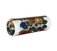 BHHJKK Astuccio per matite con rose rosse, in pelle PU, rotondo, di piccola capacità, con cerniera, Come nella foto, Taglia unica, Astucci per matite