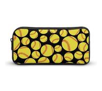 BHHJKK Astuccio per matite giallo softball nero, grande astuccio per cancelleria, scatola organizer per matite con cerniera, borsa portatile per trucco per ufficio e viaggio, Stile(278), Taglia unica,
