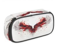 BHHJKK Astuccio per ragazze e ragazzi, con ali di piume, astuccio per matite per bambini e adolescenti, con cerniera, in pelle PU, organizer per matite scolastiche, Come nella foto, Taglia unica,