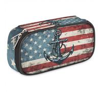 BHHJKK Astuccio per ragazze e ragazzi, con bandiera della nave e della bandiera, astuccio per matite per bambini e adolescenti, con cerniera, in pelle PU, organizer per matite scolastiche, Come nella
