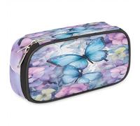 BHHJKK Astuccio per ragazze e ragazzi, con farfalla, pianta, fiore, astuccio per matite per bambini e adolescenti, con cerniera, in pelle PU, organizer per matite scolastiche, Come nella foto, Taglia