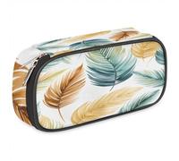 BHHJKK Astuccio per ragazze e ragazzi con motivo a piume, astuccio per bambini e adolescenti, con cerniera, in pelle PU, organizer per matite scolastiche, organizer per matite, Come nella foto, Taglia