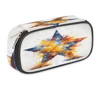 BHHJKK Astuccio per ragazze e ragazzi con motivo a stelle, astuccio per matite per bambini e adolescenti, con cerniera, in pelle PU, organizer per matite scolastiche, Come nella foto, Taglia unica,