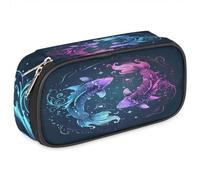 BHHJKK Astuccio per ragazze e ragazzi con pesci d'acqua astuccio per bambini e adolescenti con cerniera in pelle PU organizer per matite scolastiche astuccio pennarello organizer, Come nella foto,