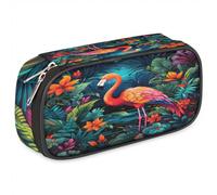 BHHJKK Astuccio per ragazze e ragazzi con pianta tropicale fenicottero astuccio per bambini e adolescenti astuccio con cerniera in pelle PU organizer per matite scolastica astuccio organizer, Come
