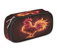 BHHJKK Astuccio per ragazze e ragazzi con pollo di fuoco astuccio per bambini e adolescenti astuccio con cerniera in pelle PU organizer per matite scolastica astuccio pennarello organizer, Come nella