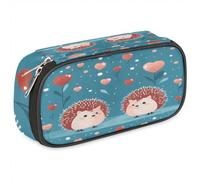 BHHJKK Astuccio per ragazze e ragazzi con simpatico riccio astuccio per bambini e adolescenti con cerniera in pelle PU organizer per matite scolastica astuccio pennarello organizer, Come nella foto,