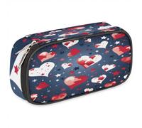 BHHJKK Astuccio per ragazze e ragazzi con stella e cuore, astuccio per bambini e adolescenti, con cerniera, in pelle PU, organizer per matite scolastiche, organizer per matite, Come nella foto, Taglia