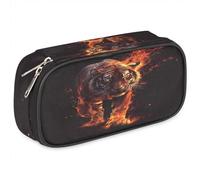 BHHJKK Astuccio per ragazze e ragazzi con tigre di fuoco, astuccio per bambini e adolescenti, con cerniera, in pelle PU, organizer per matite scolastiche, Come nella foto, Taglia unica, Astucci per