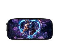 BHHJKK Astuccio per ragazzi per il rientro a scuola con lupo e stelle, scatola portamatite con cerniera, portapenne resistente, per compleanno, Stampa 3D Cavallo Rosa Floreale Cuore Blu, Taglia unica,