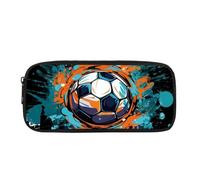 BHHJKK Astuccio per ragazzi per il rientro a scuola con lupo e stelle, scatola portamatite con cerniera, portapenne resistente, per compleanno, 2d football americano scarabocchio, Taglia unica,