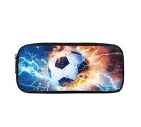 BHHJKK Astuccio per ragazzi per il rientro a scuola con lupo e stelle, scatola portamatite con cerniera, portapenne resistente, per compleanno, Calcio Fuoco Fulmine e Fulmini Cool, Taglia unica,