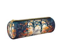 BHHJKK Astuccio porta matite con cerniera e fiori di volpe bianche, astuccio per cancelleria e cosmetici, per ufficio, scuola, università, lavoro, Come nella foto, Taglia unica, Astucci per matite