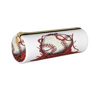 BHHJKK Astuccio porta matite con motivo baseball e corda rossa, con cerniera, per cancelleria, cosmetici, per ufficio, scuola, università, lavoro, Come nella foto, Taglia unica, Astucci per matite