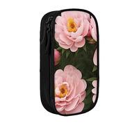 BHHJKK Astuccio portamatite con cerniera e fiore rosso e luna, organizer vuoto con 3 scomparti, portatile, multifunzione, bella grande capacità, per ufficio, Peonia., Taglia unica, Astucci per matite