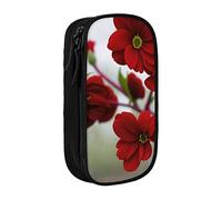 BHHJKK Astuccio portamatite con cerniera e fiore rosso e luna, organizer vuoto con 3 scomparti, portatile, multifunzione, bella grande capacità, per ufficio, Fiore rosso., Taglia unica, Astucci per