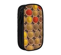 BHHJKK Astuccio portamatite con cerniera e fiore rosso e luna, organizer vuoto con 3 scomparti, portatile, multifunzione, bella grande capacità, per ufficio, Motivo stampato condimento, Taglia unica,