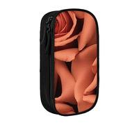 BHHJKK Astuccio portamatite con cerniera e fiore rosso e luna, organizer vuoto con 3 scomparti, portatile, multifunzione, bella grande capacità, per ufficio, Motivo stampato con rose, Taglia unica,