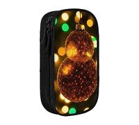 BHHJKK Astuccio portamatite con cerniera e fiore rosso e luna, organizer vuoto con 3 scomparti, portatile, multifunzione, bella grande capacità, per ufficio, Decorazioni natalizie lucide, Taglia