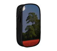 BHHJKK Astuccio portamatite con cerniera e fiore rosso e luna, organizer vuoto con 3 scomparti, portatile, multifunzione, bella grande capacità, per ufficio, Fiore rosso e luna, Taglia unica, Astucci