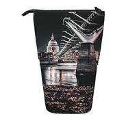 BHHJKK Astuccio portamatite in piedi Porta matite Bridge at Night Telescopico Cancelleria per Ufficio Organizer Stand Up Astuccio retrattile Astuccio portapenne per il lavoro 7 × 14,5 cm, Come nella