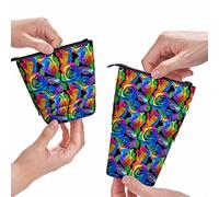 BHHJKK Astuccio portamatite multicolore arcobaleno con rose portamatite, astuccio per matite, cosmetici, borsa da ufficio nero, Come nella foto, Taglia unica, Astucci per matite