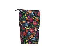 BHHJKK Astuccio portamatite telescopico colorato con motivo floreale messicano in piedi, per cosmetici, cancelleria da scrivania, organizer per forniture per ufficio, Come nella foto, Taglia unica,