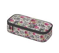 BHHJKK Astuccio portapenne con motivo leopardato e rose, astuccio per cancelleria, cosmetici, cancelleria da scrivania, organizer per ufficio, donne e uomini, Come nella foto, Taglia unica, Astucci