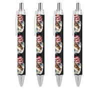 BHHJKK Big Bass Fish - Penna a sfera retrattile con bandiera statunitense da 0,5 mm, scrittura liscia e impugnatura morbida, per scrivania da ufficio, 4 pezzi